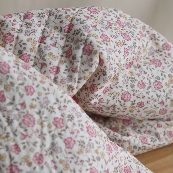Margaret - Matelassé velours milleraie imprimé fleuri Made in France