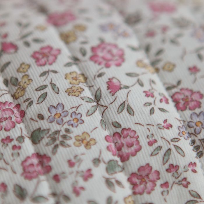 Margaret - Matelassé velours milleraie imprimé fleuri Made in France