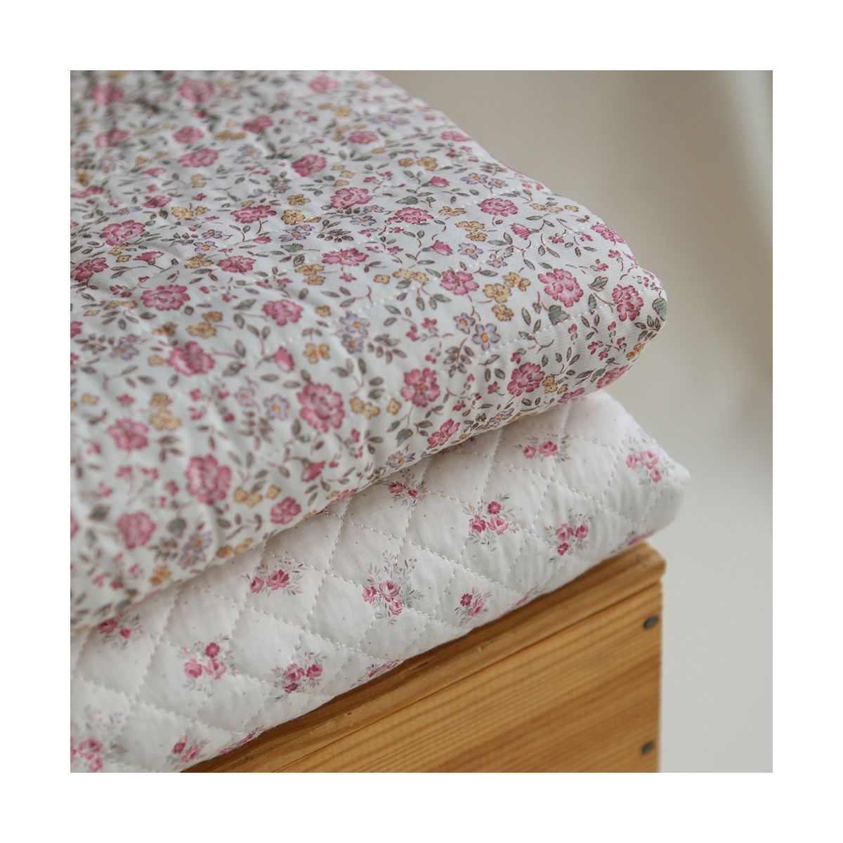 Margaret - Matelassé velours milleraie imprimé fleuri Made in France