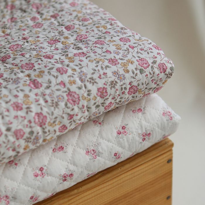 Margaret - Matelassé velours milleraie imprimé fleuri Made in France
