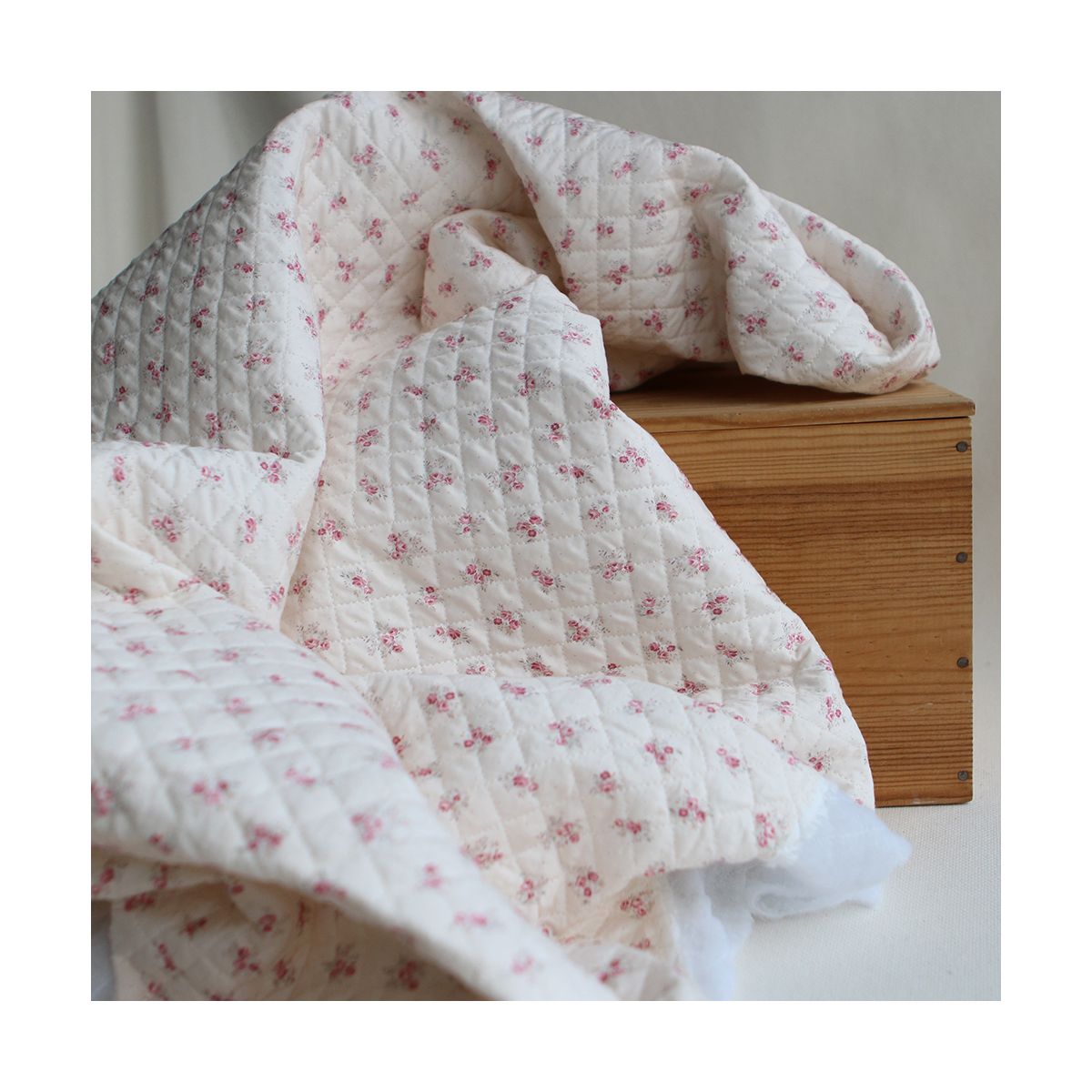 copie de Margaret - Matelassé velours milleraie imprimé fleuri Made in France