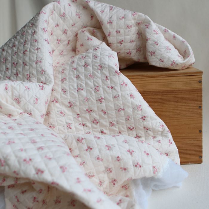 copie de Margaret - Matelassé velours milleraie imprimé fleuri Made in France