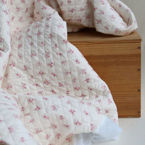 copie de Margaret - Matelassé velours milleraie imprimé fleuri Made in France