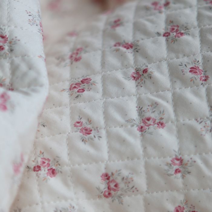 copie de Margaret - Matelassé velours milleraie imprimé fleuri Made in France