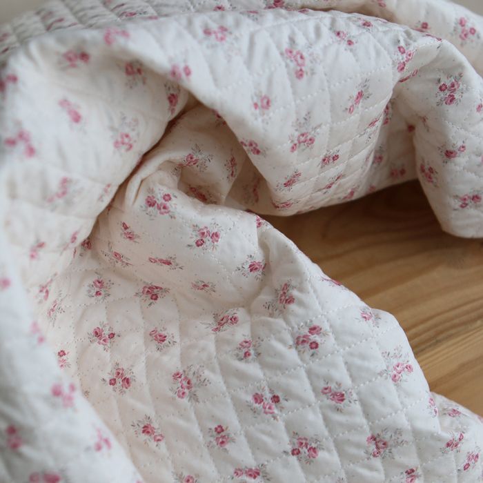 copie de Margaret - Matelassé velours milleraie imprimé fleuri Made in France