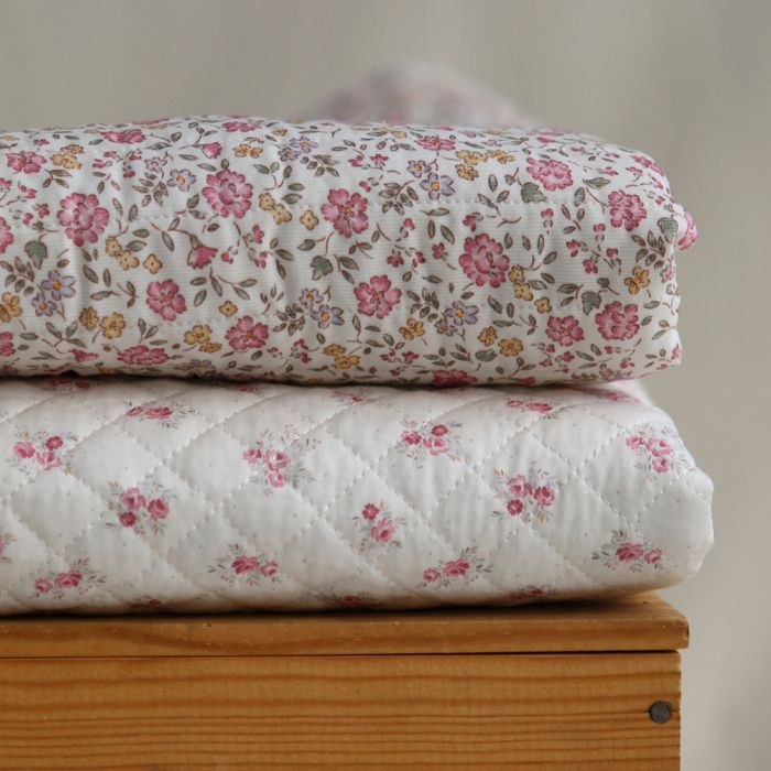 copie de Margaret - Matelassé velours milleraie imprimé fleuri Made in France