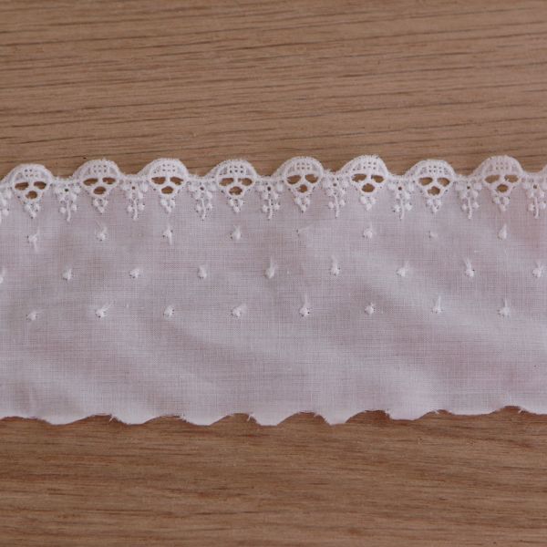 Galon coton broderie ivoire70mm x1m 2