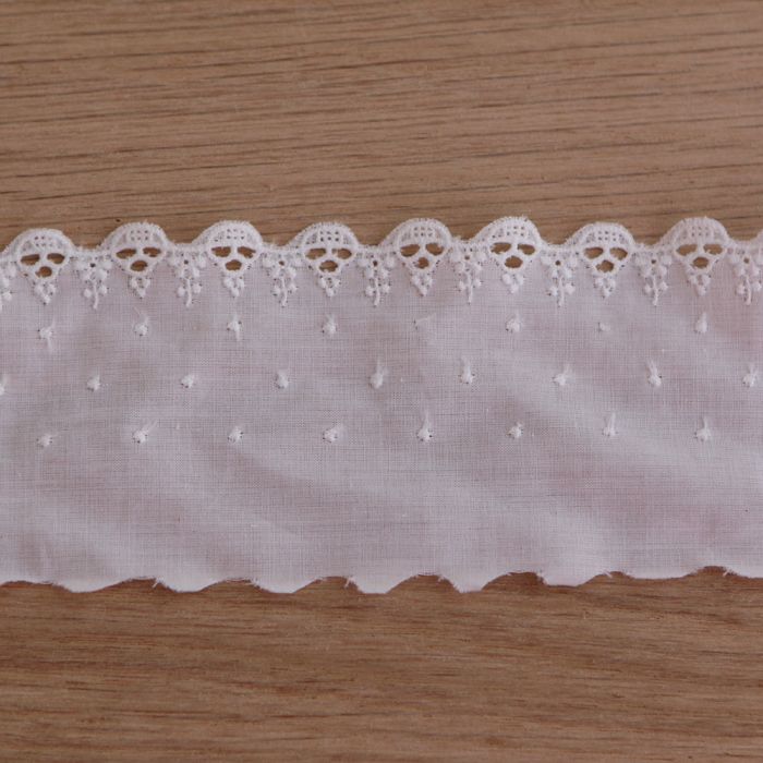 Galon coton broderie ivoire70mm x1m