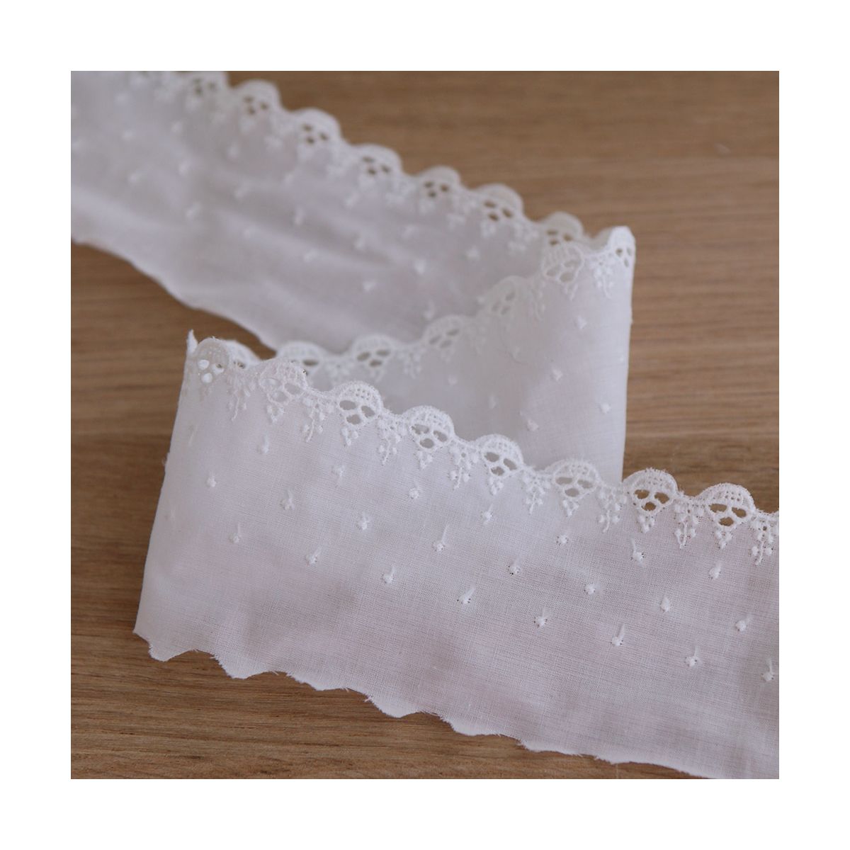 Galon coton broderie ivoire70mm x1m
