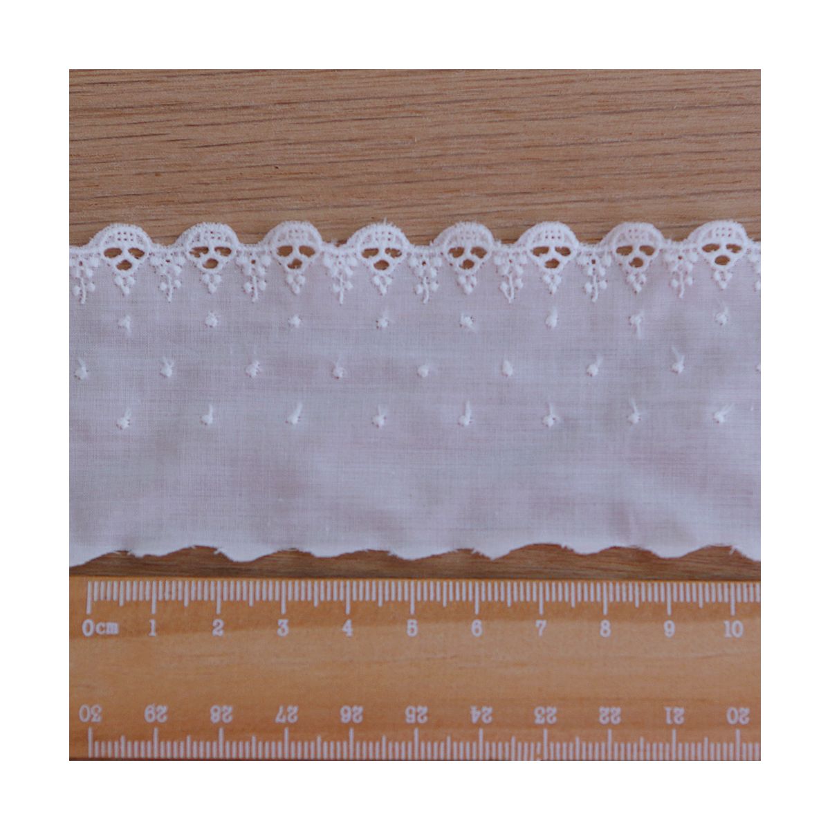 Galon coton broderie ivoire70mm x1m