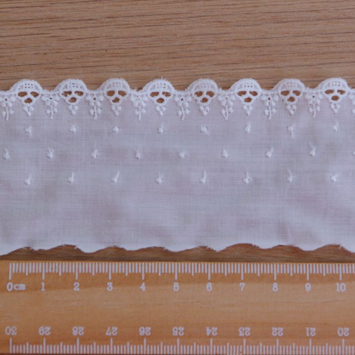 Galon coton broderie ivoire70mm x1m