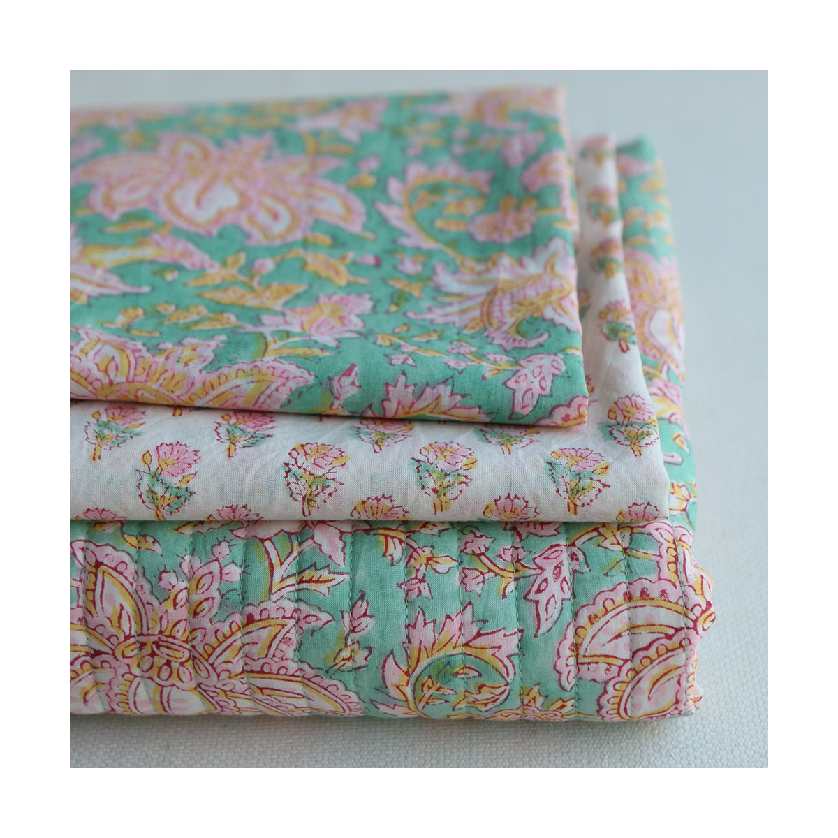 Nalini B - Tissu indien en coton imprimé main Hand Block Artisanal