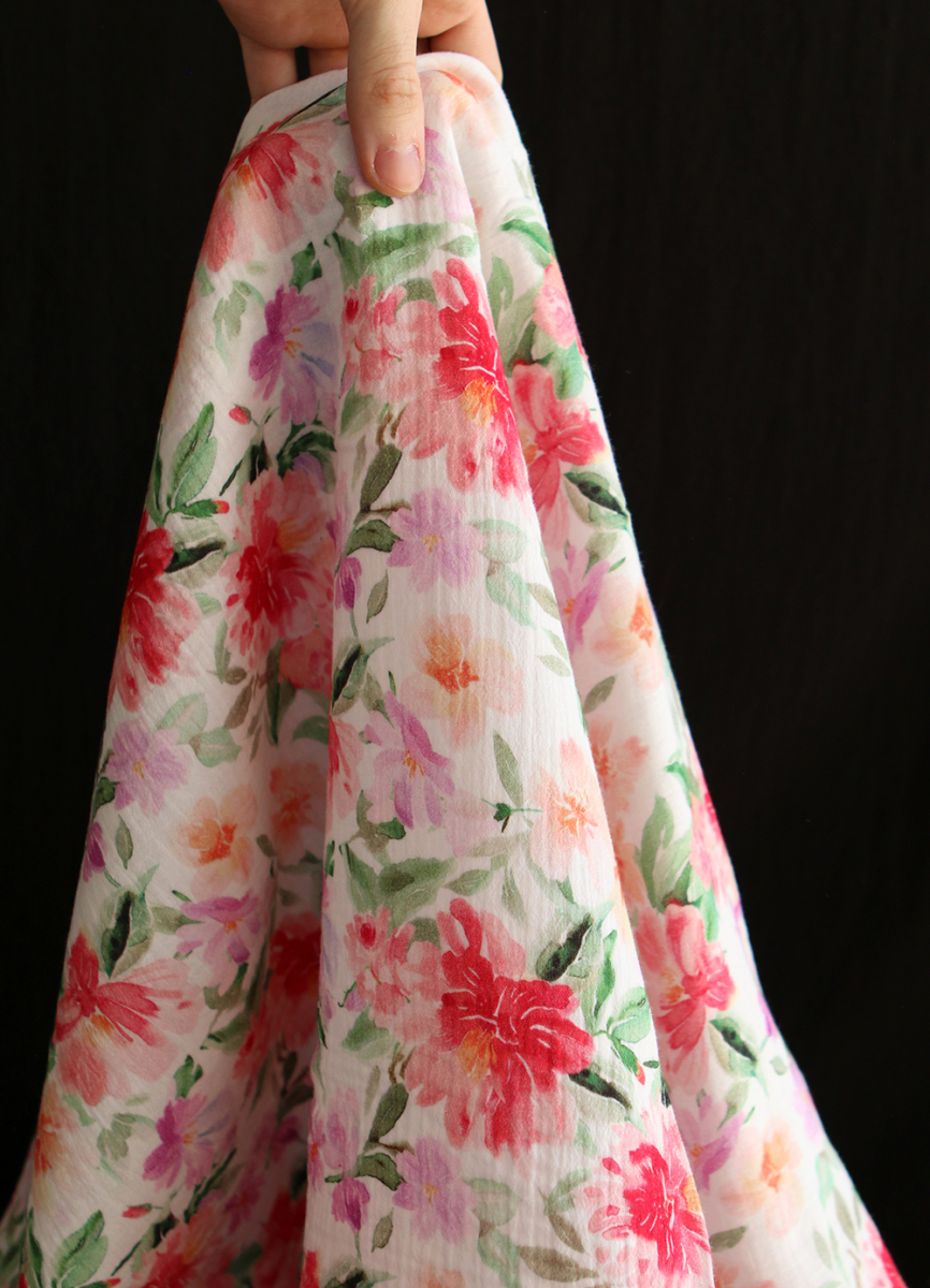 Sidonie - Double gaze de coton motif fleuri