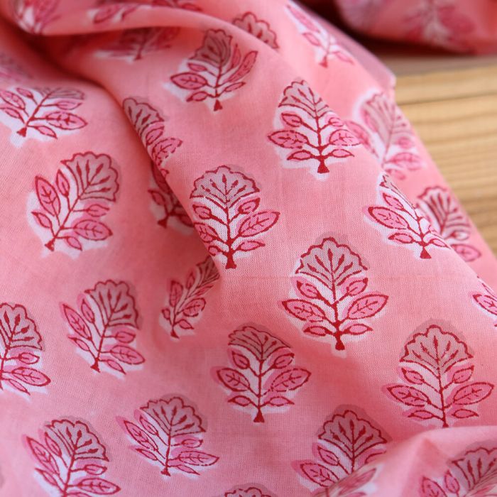 copie de Navya - Tissu indien en coton imprimé main Hand Block corail