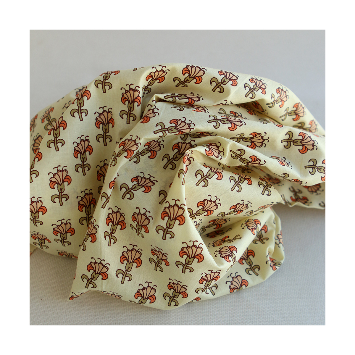 Au mètre - Tissu indien coton hand block traditionnel