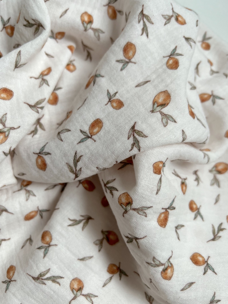 Double gaze de coton imprimé agrumes Qualité Oeko-tex - 5