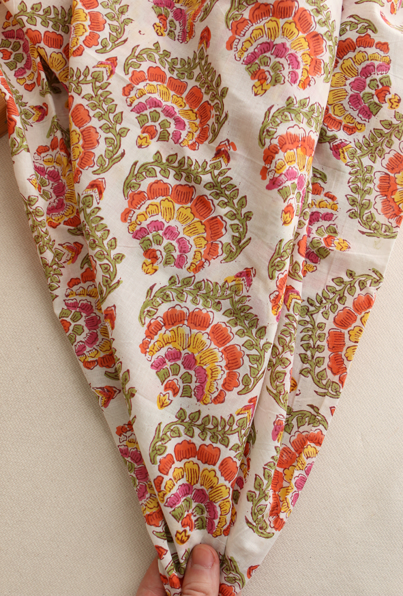 Ravi - Tissu indien coton hand block traditionnel