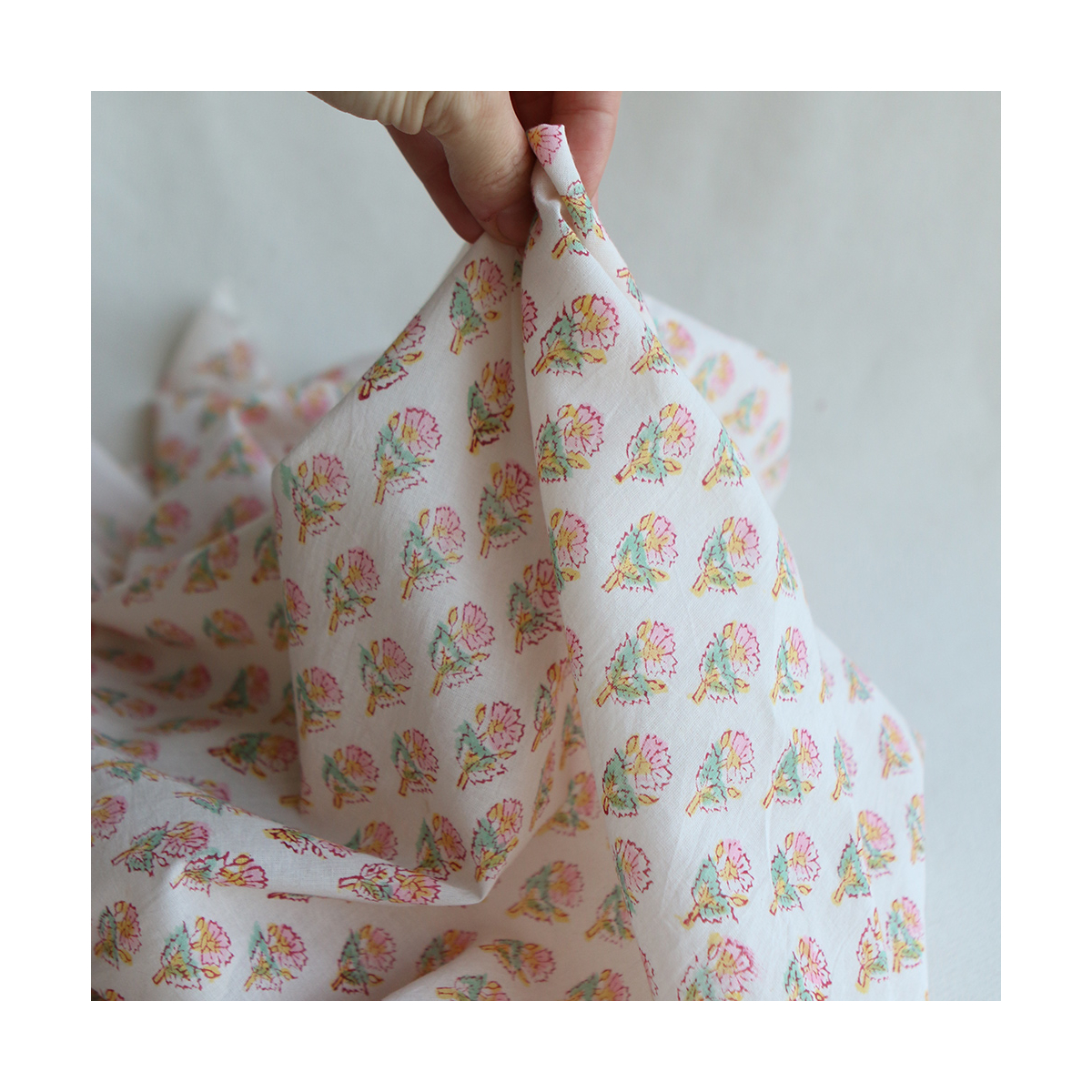 Nalini B - Tissu indien en coton imprimé main Hand Block Artisanal
