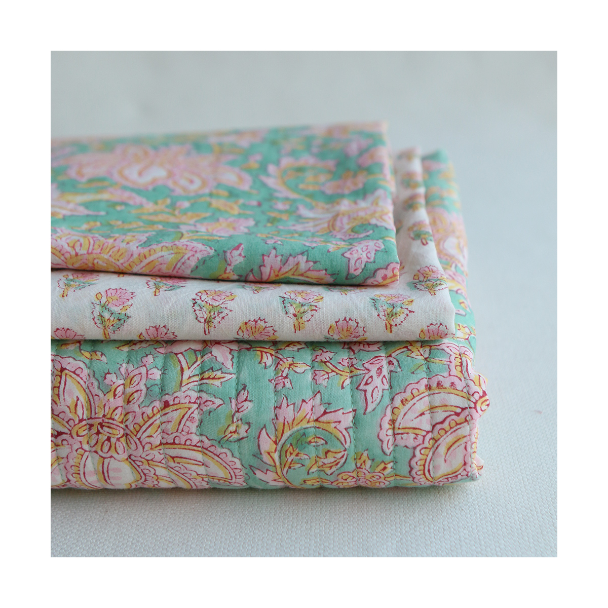 Nalini B - Tissu indien en coton imprimé main Hand Block Artisanal