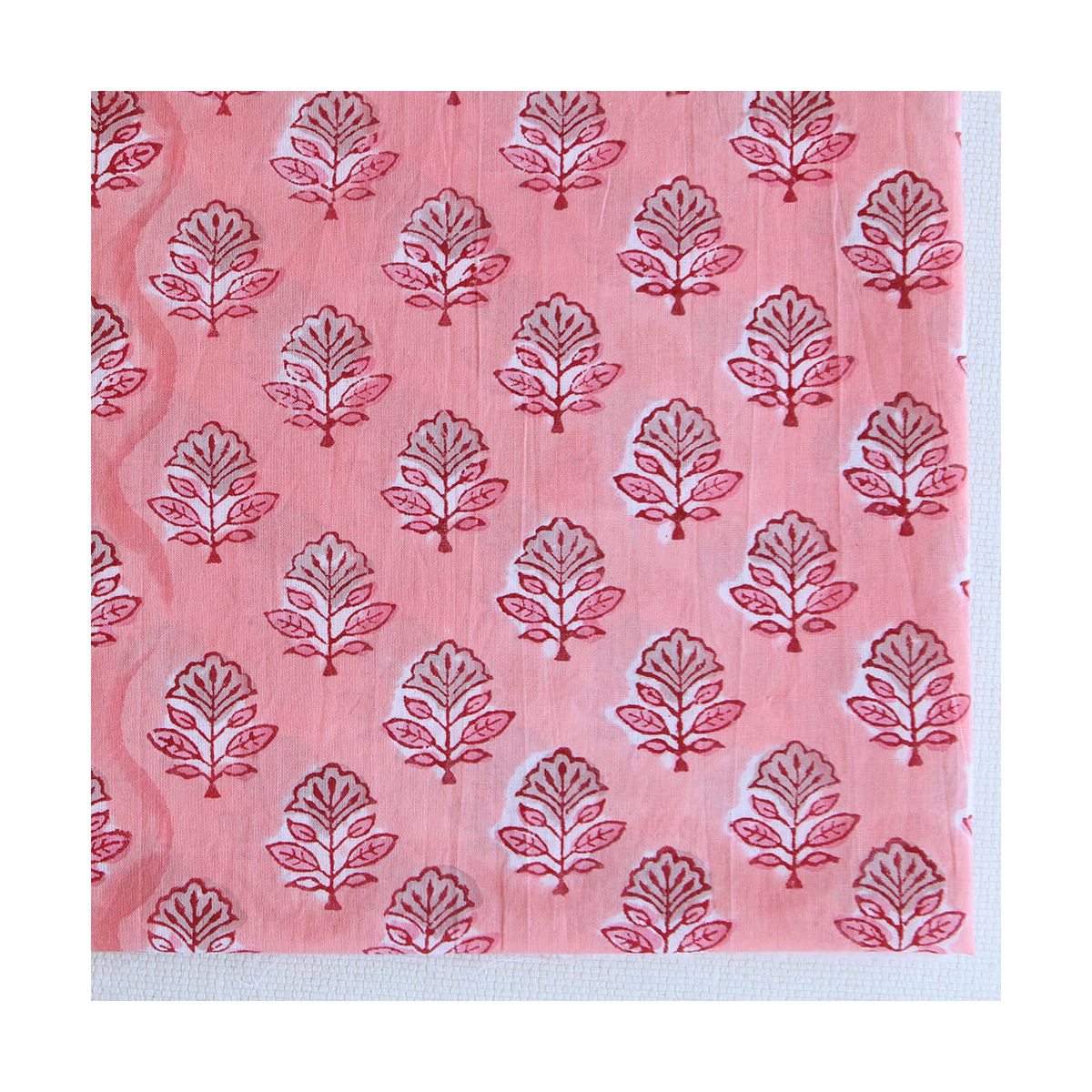 copie de Navya - Tissu indien en coton imprimé main Hand Block corail