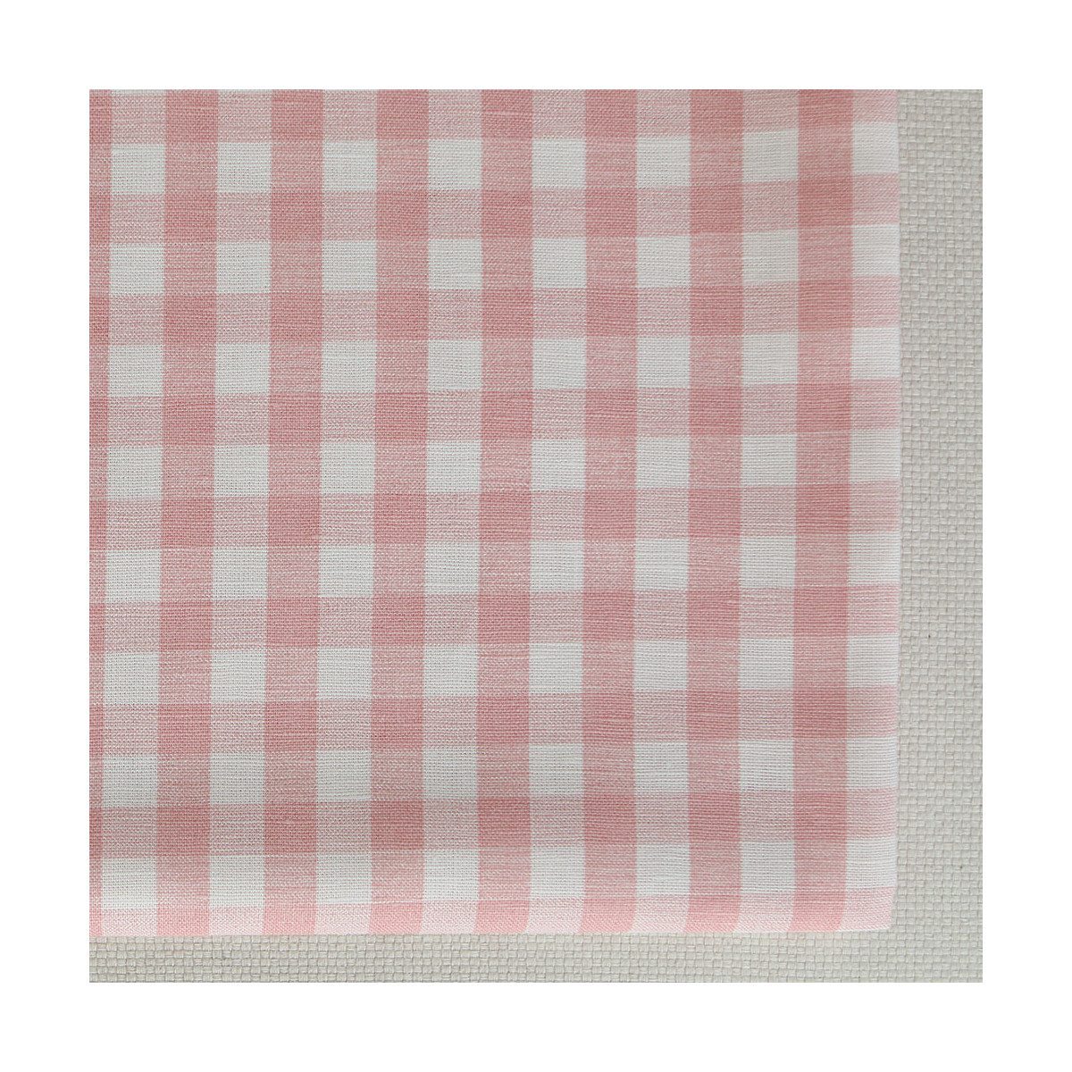 Victor - Tissu lin coton vichy 7mm blanc lait et rose blush