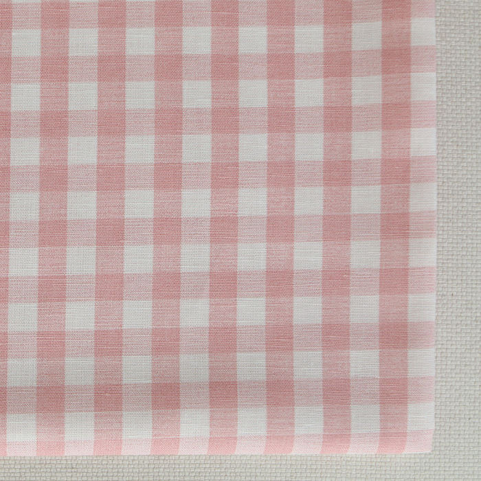 Victor - Tissu lin coton vichy 7mm blanc lait et rose blush