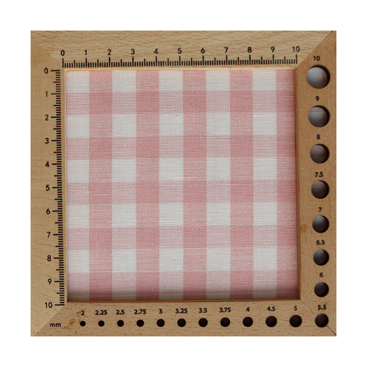 Victor - Tissu lin coton vichy 7mm blanc lait et rose blush