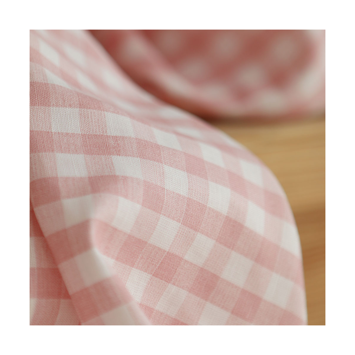 Victor - Tissu lin coton vichy 7mm blanc lait et rose blush