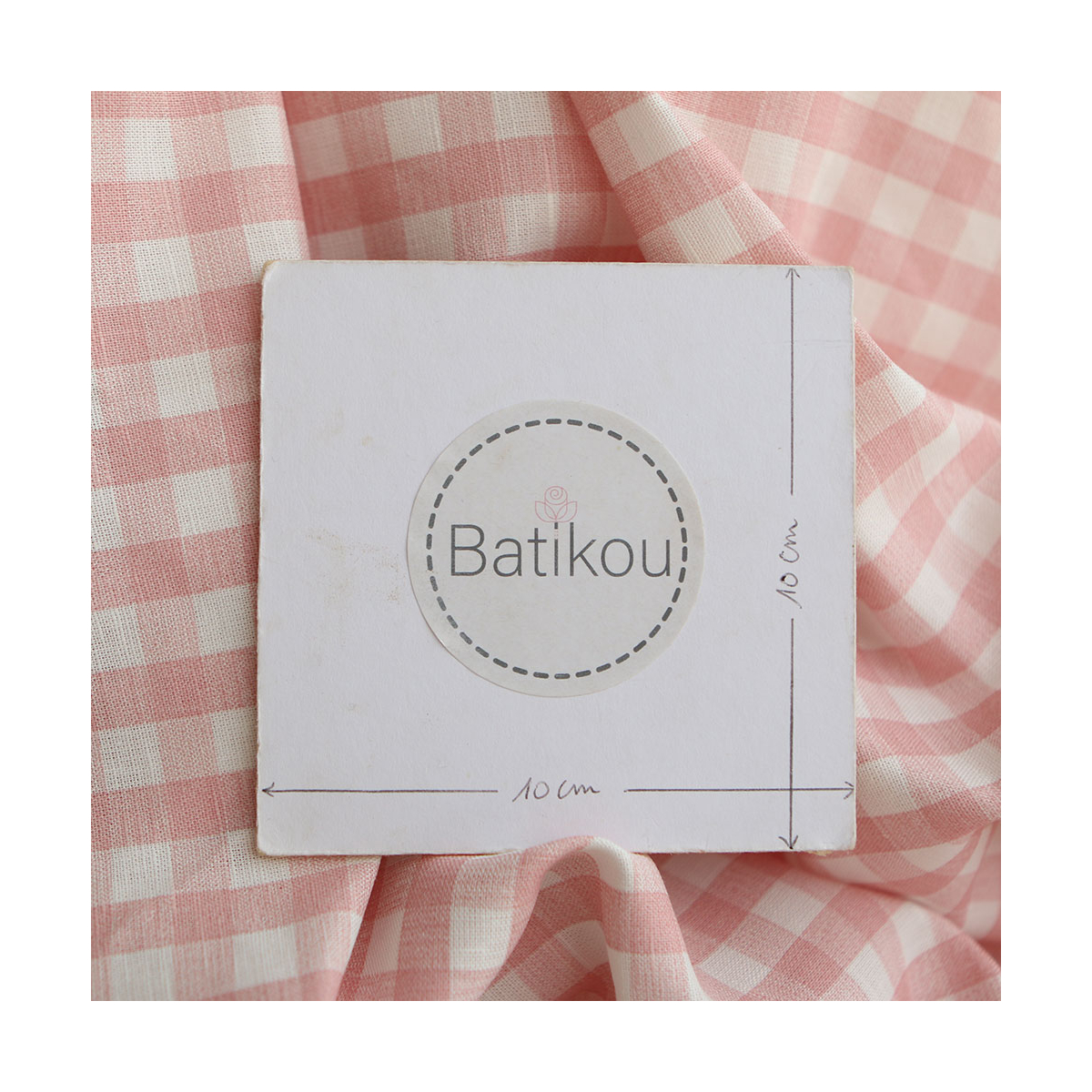 Victor - Tissu lin coton vichy 7mm blanc lait et rose blush