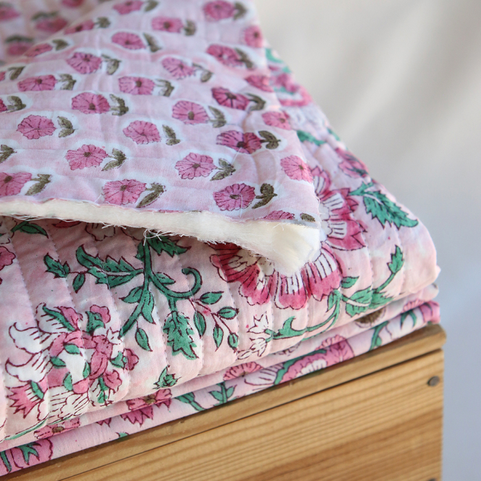 Keya B - Tissu indien en coton imprimé main Hand Block
