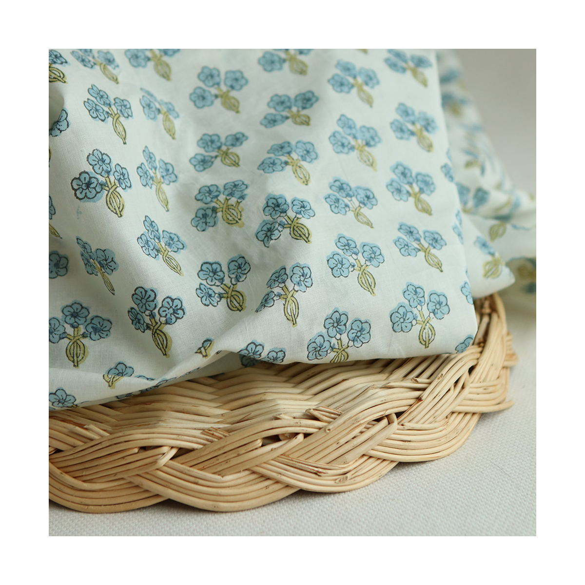 Reva - Tissu indien en coton imprimé main Hand Block Artisanal
