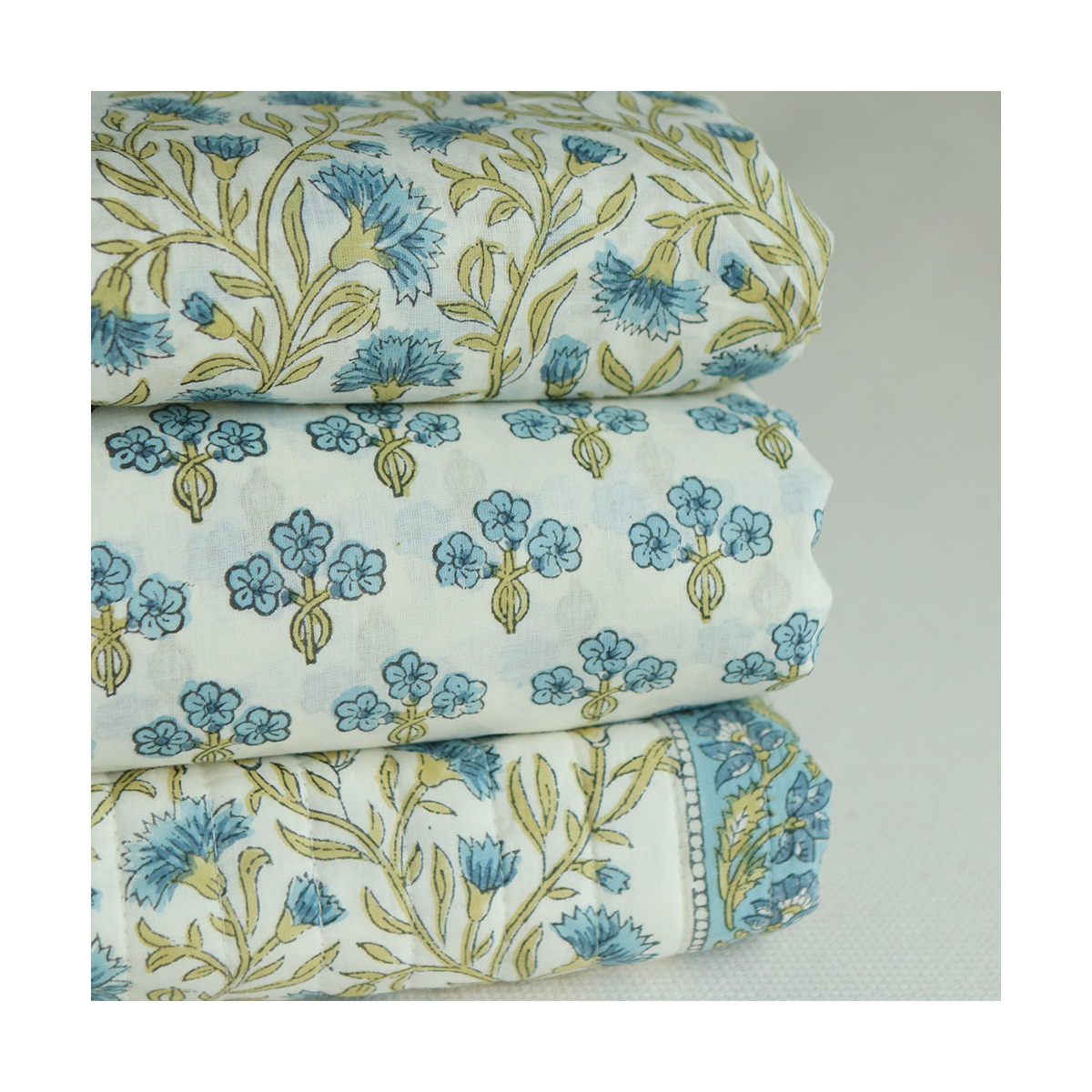 Reva - Tissu indien en coton imprimé main Hand Block Artisanal