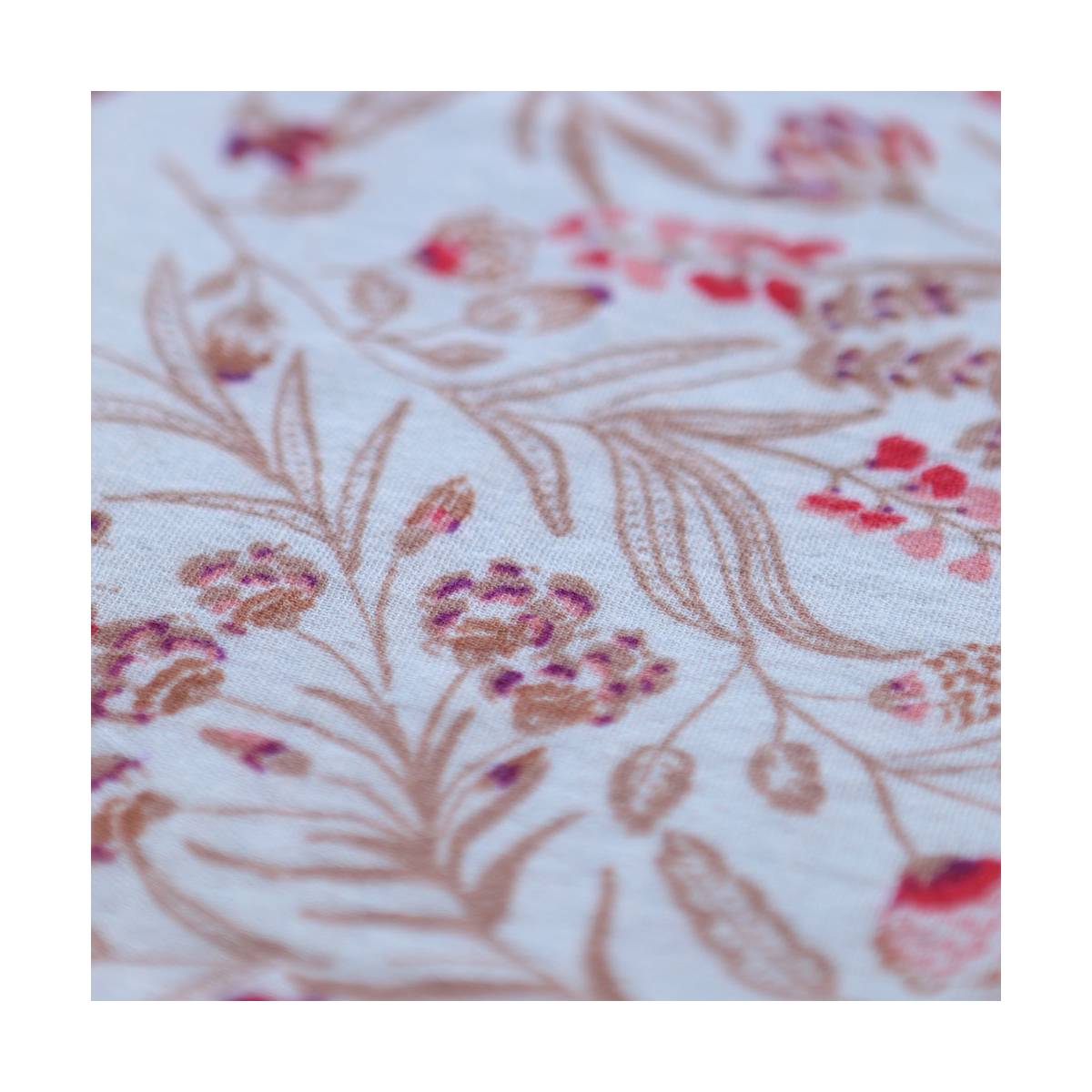 Jaya - Double gaze de coton fond écru motif fleuri