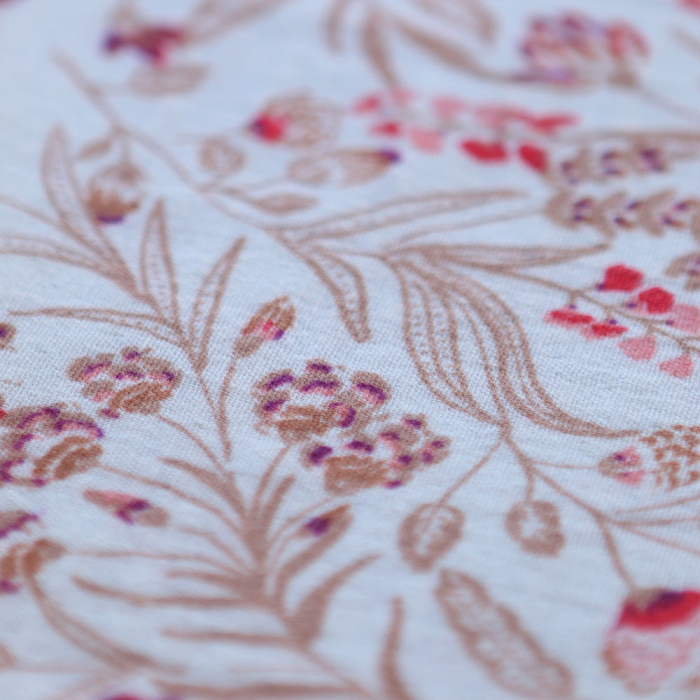 Jaya - Double gaze de coton fond écru motif fleuri