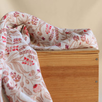 Jaya - Double gaze de coton fond écru motif fleuri