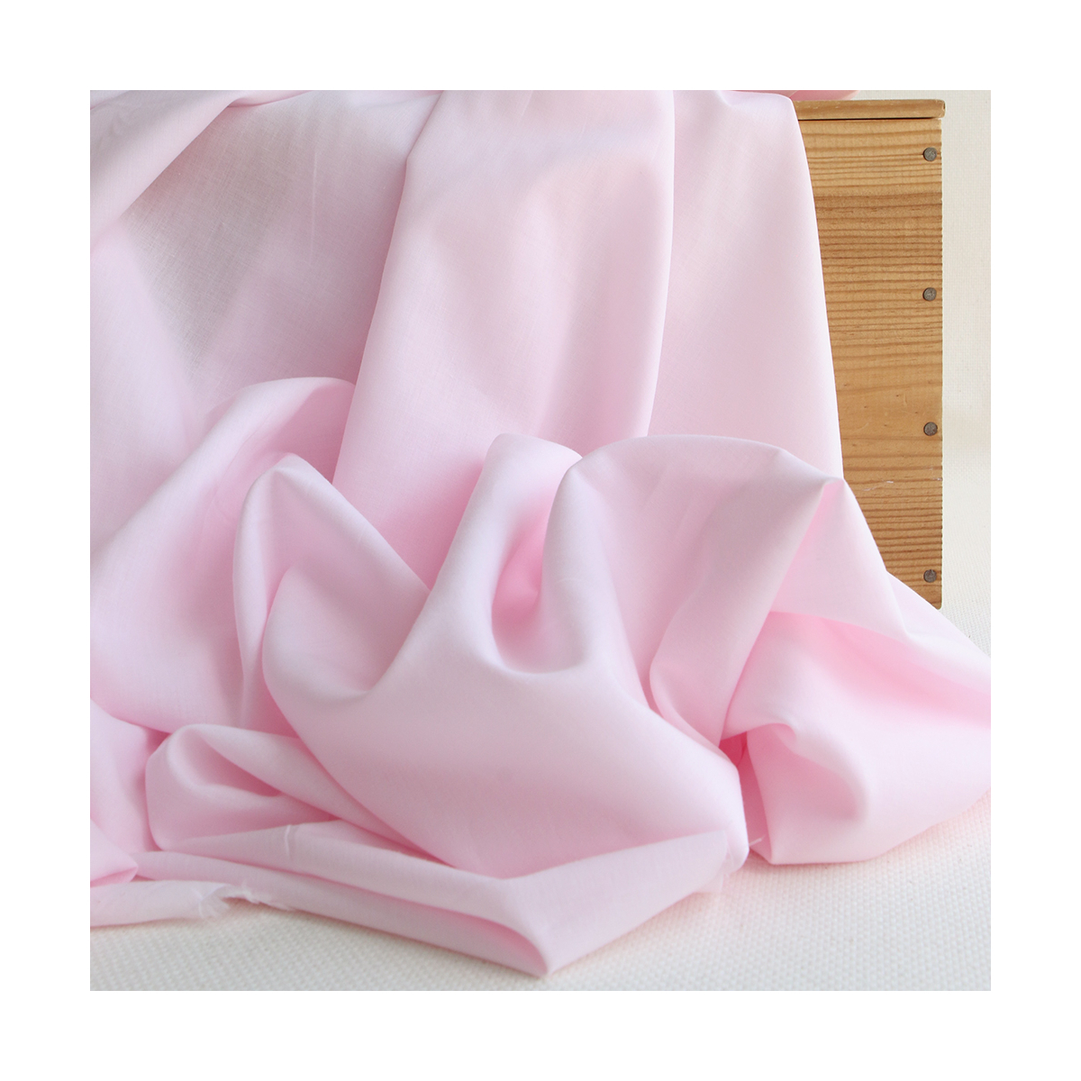 Tissu Coton voile uni pour doublure BIO organique rose doux