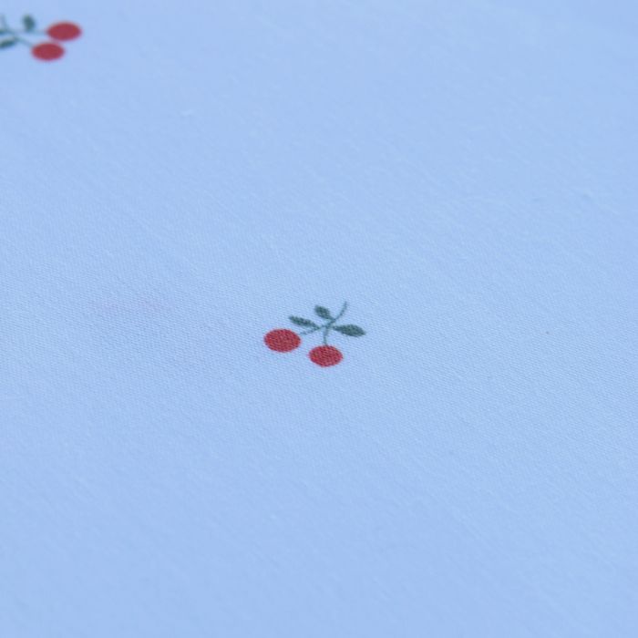 Popeline de coton BIO fond blanc mini cerises