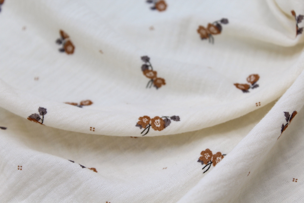 Hana - Double gaze de coton BIO écru motif exclusif