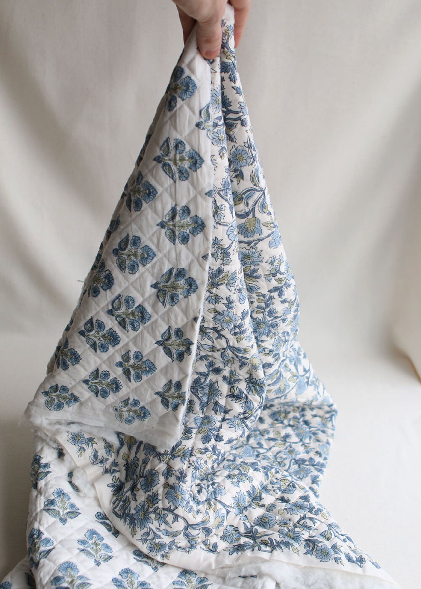Tara - Tissu indien matelassé double face coton hand block largeur 100cm