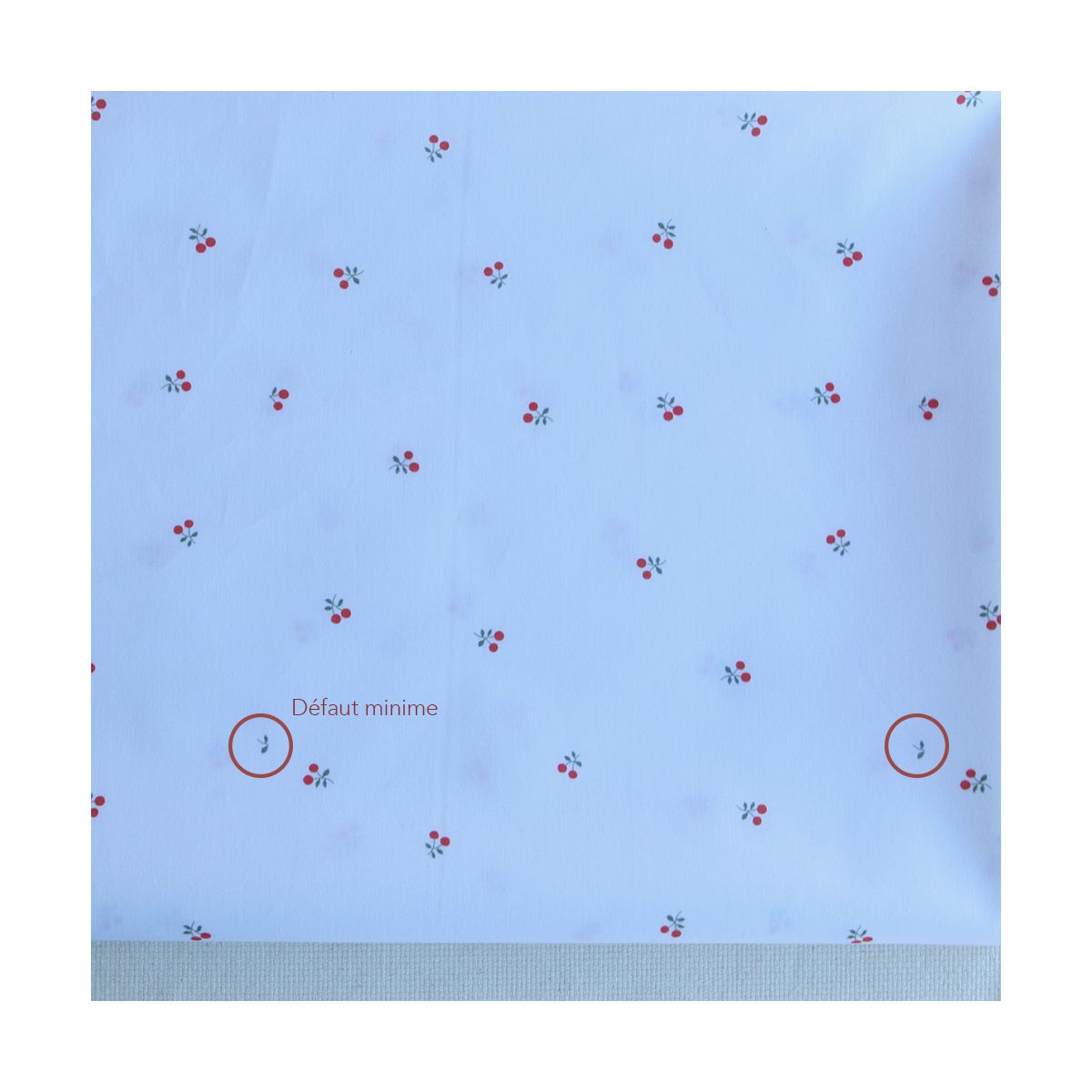 Popeline de coton BIO fond blanc mini cerises