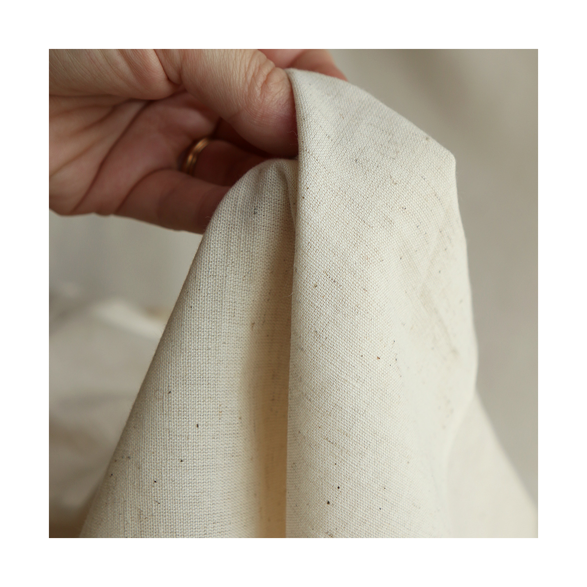 Riya uni - Tissu indien coton effet lin naturel chiné