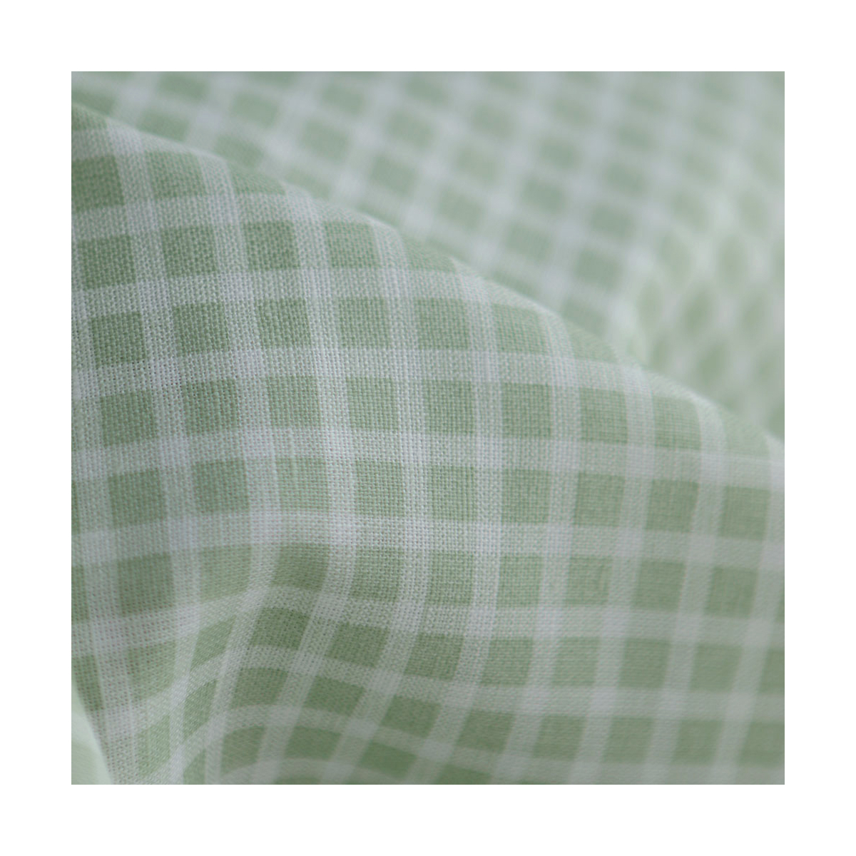 Paul - Tissu lin coton rayures 1mm blanc lait et vert amande