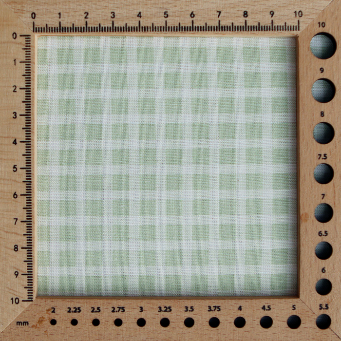 Paul - Tissu lin coton rayures 1mm blanc lait et vert amande