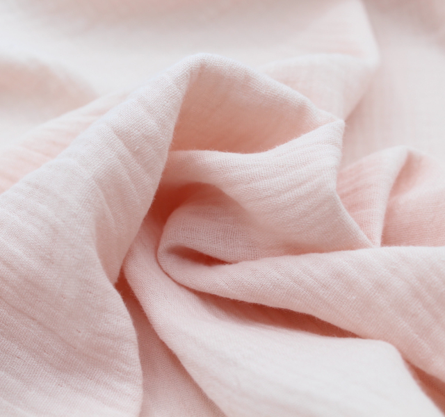 Double gaze de coton BIO unie rose nude 2