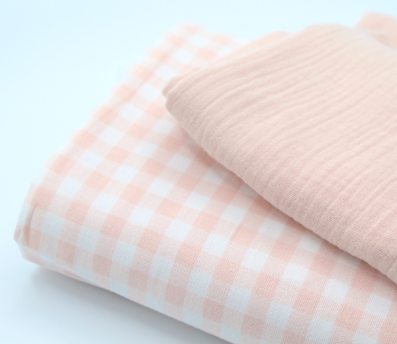 Double gaze de coton BIO unie rose nude
