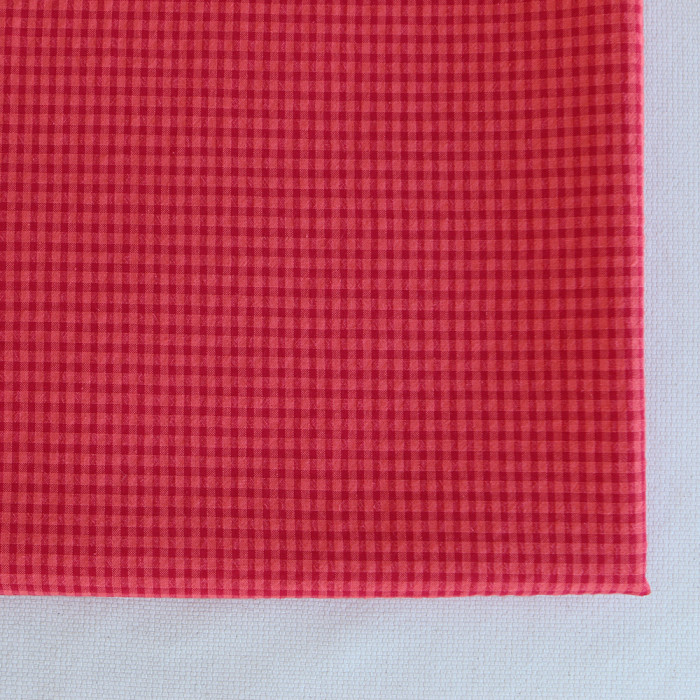 Seersucker / Coton gaufré vichy mini 3mm pastèque
