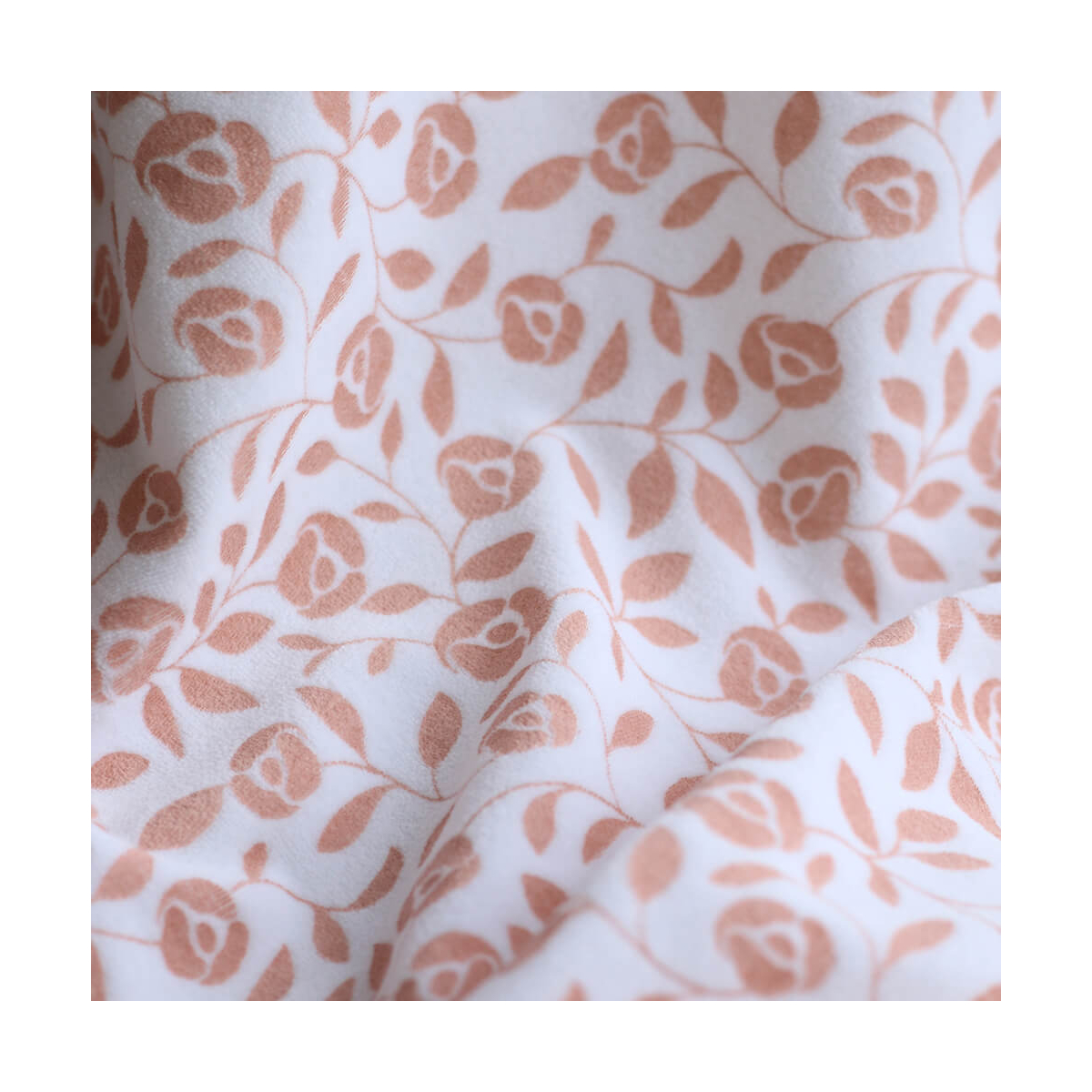 Velours de coton Nicky fond blanc lait motif argile rose