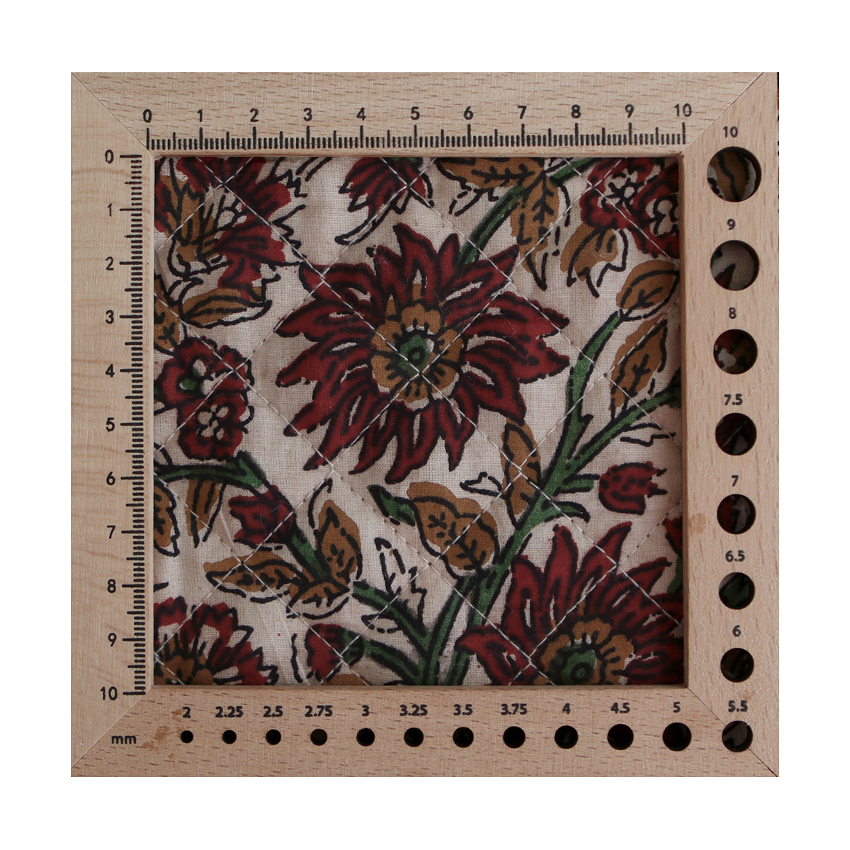 Mira - Tissu indien matelassé double face coton hand block teal largeur 100cm