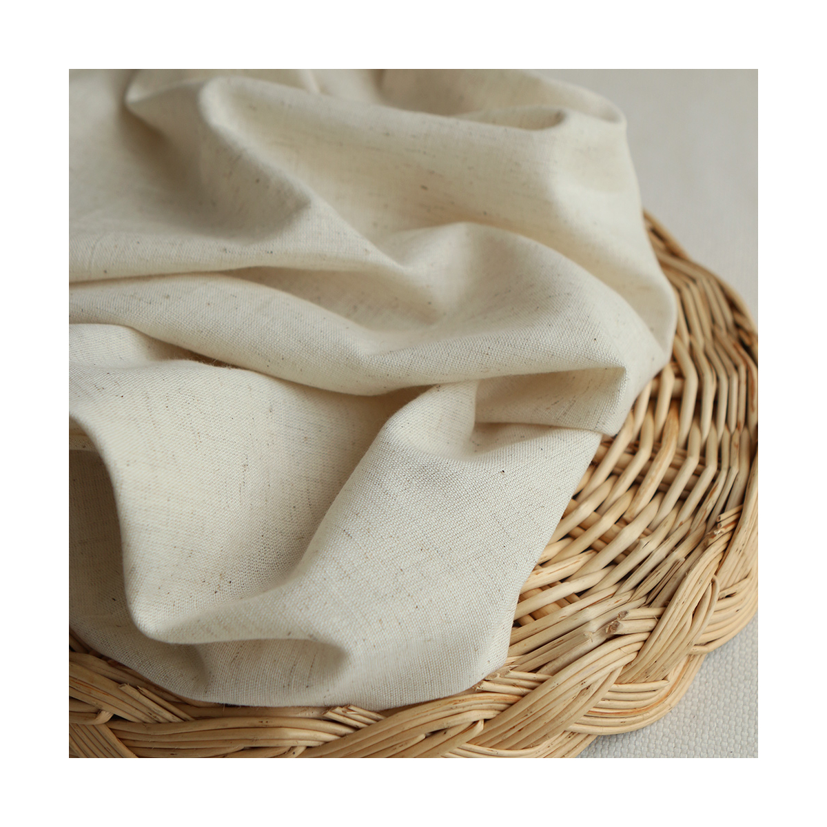 Riya uni - Tissu indien coton effet lin naturel chiné