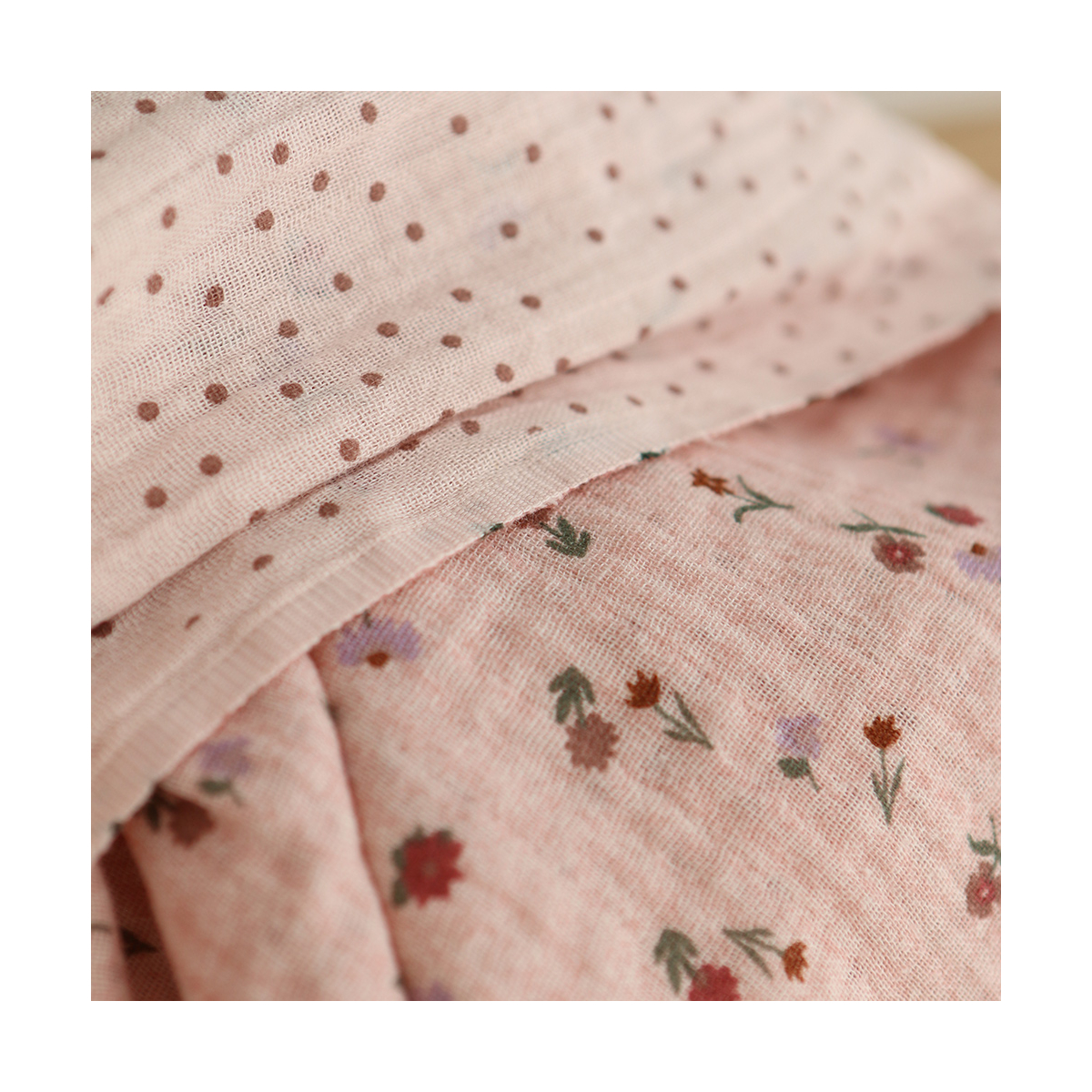 Maxime - Double gaze de coton double face coloris rose chiné